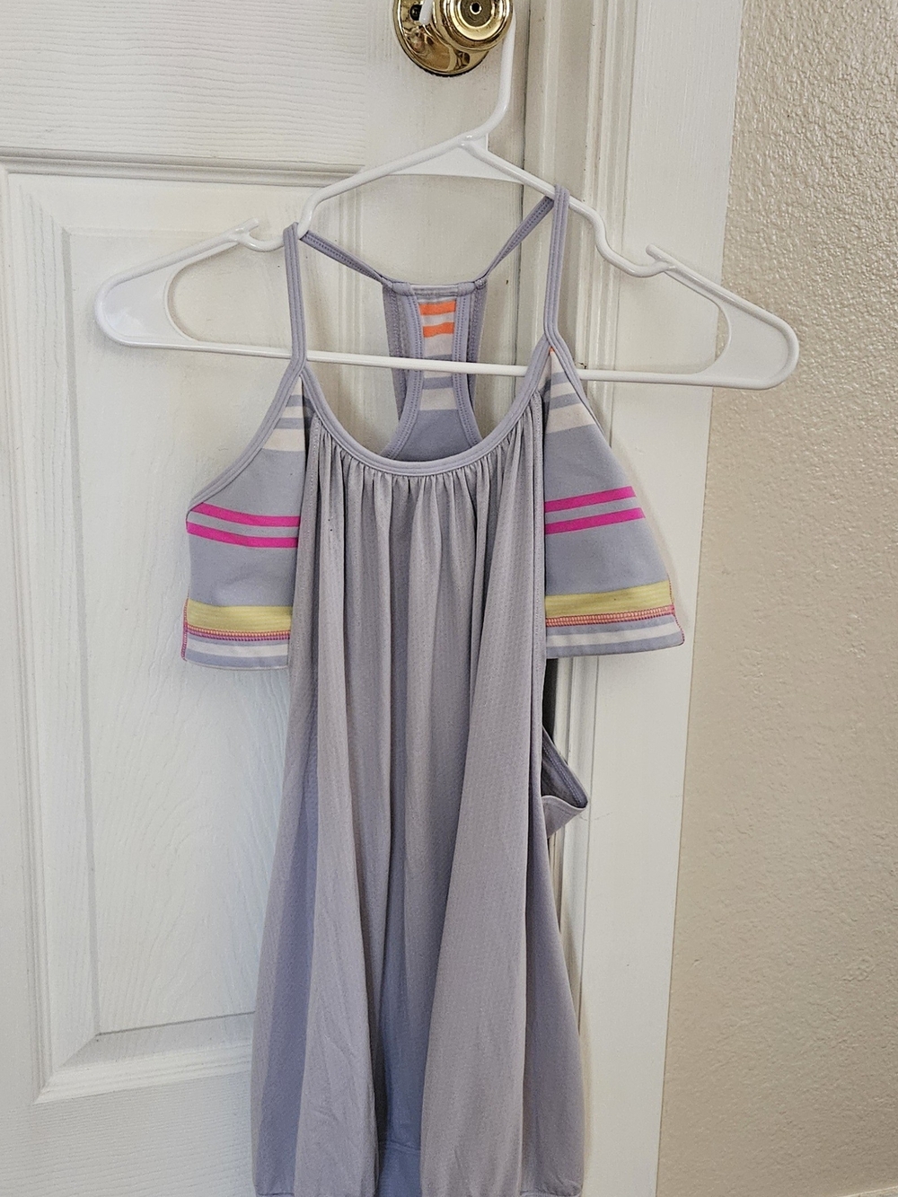 lululemon athletica Lavender Racerback Tank with Neon Stripe Sports Bra - 6